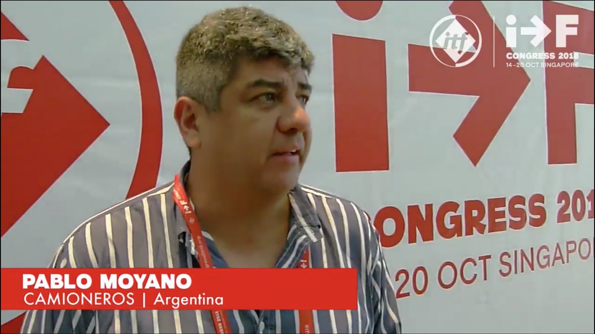 ITF_Americas's tweet photo. En #Singapore declaraciones @PabloHMoyano #Camioneros quién denunció en #ITFcongress2018 la persecución antisindical del gobierno de #Argentina y recibió respaldo d los sindicatos d America Latina y del mundo #ITFAmericas #TransportWorkersBuildingPower 👉 https://t.co/D6FXuzpDmx https://t.co/i0zpN87d6Y