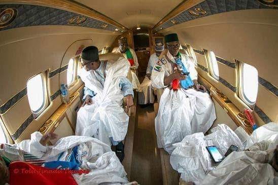 farooqkperogi's tweet photo. Here's Buhari in Atiku's private jet in d run-up to d 2015 election. At d time, Atiku wasn't corrupt. Now that he is running against Buhari, his wealth, part of which he used to fund Buhari's 2015 campaign, is corruptly acquired. That's why talk of Atiku's "corruption" is hollow https://t.co/HQ4O3K0iuH