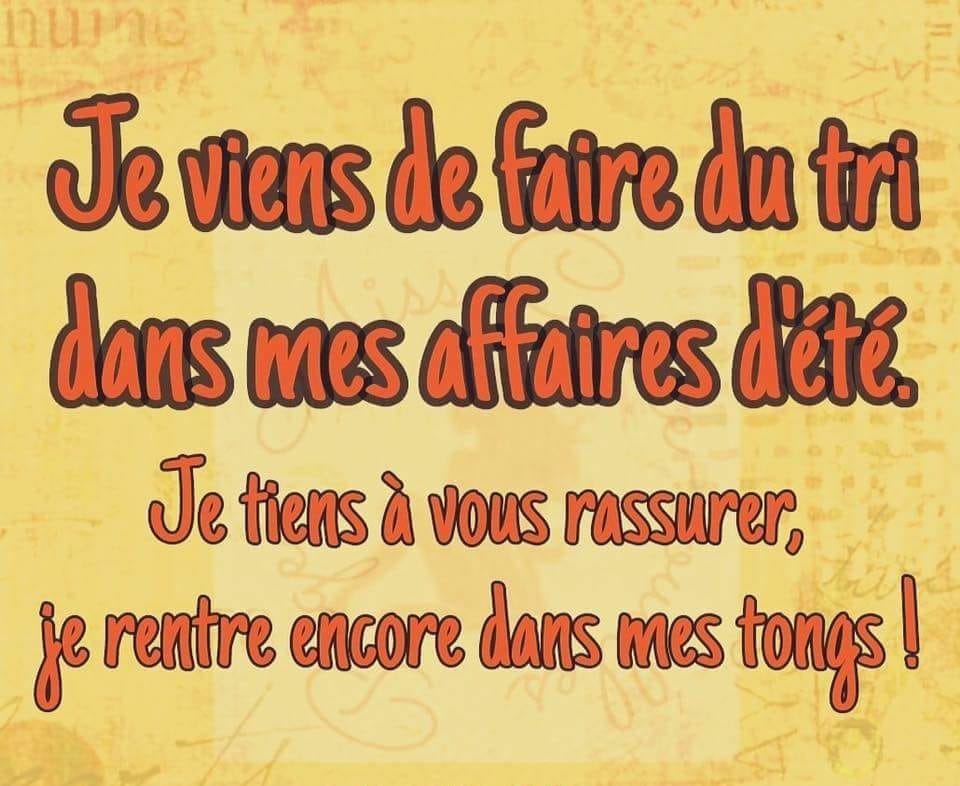 Blagues Et Citations Na Twitteru Je Viens De Faire Tri Dans Mes Affaires D Ete Je Tiens A Vous Rassurer Je Rentre Encore Dans Mes Tongs Rire Humour Blague Blagues Humours