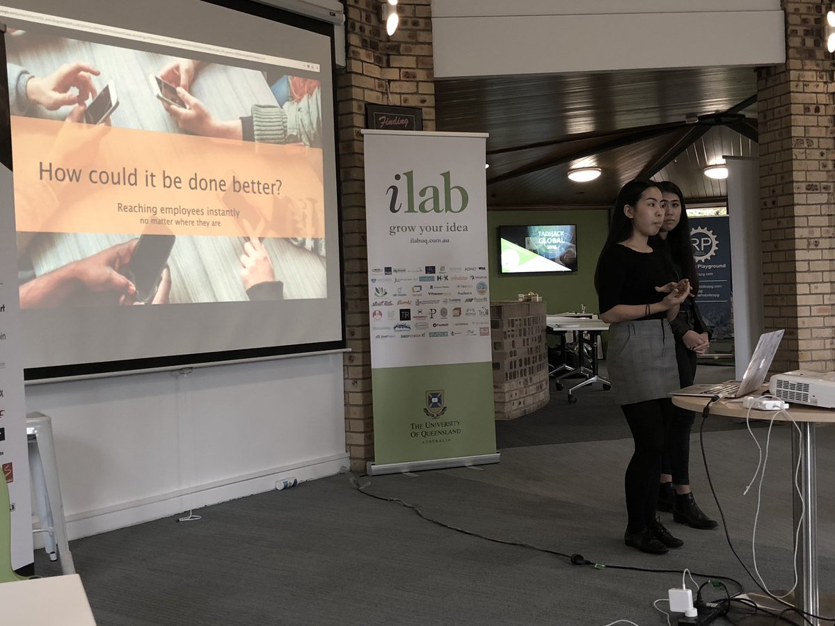 tadhackbne's tweet photo. And the judging begins! First up, Victoria and Khuslen from #SOSMS https://t.co/DQ56iCnblb