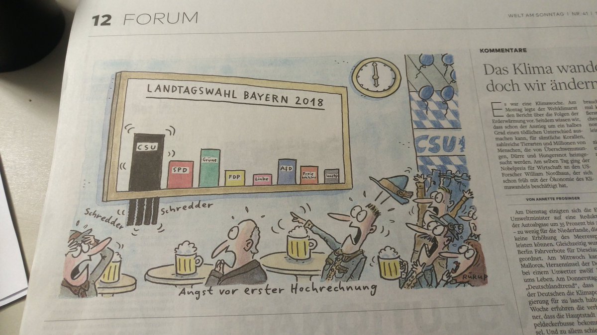 #Banksy schreddert die CSU-Ergebnisse:  beste Karikatur zur #Bayernwahl heute in der <a href="/welt/">WELT</a> #LtwBayern