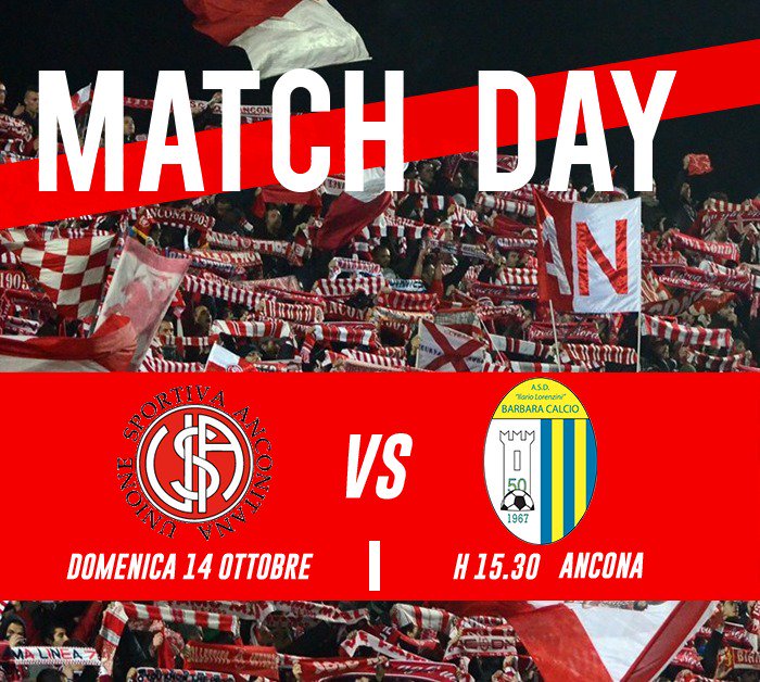 UsAnconitana's tweet photo. 💥 Match Day
⚽ #AnconitanaBarbara
🏆 Campionato 4^ giornata 
⏰15.30
🏟 Stadio Del Conero 

#Anconitana ⚪🔴 https://t.co/TowIF083ih