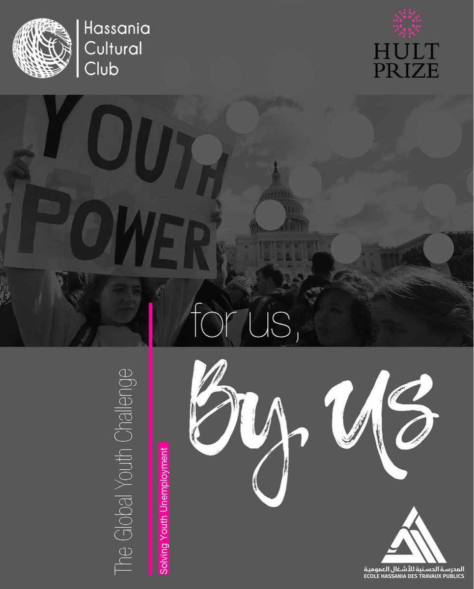 HassaniaCC's tweet photo. Pour la première fois à l’école Hassania des travaux publics, le @HassaniaCC organise le Hult Prize.

Le challenge de cette année étant: For Us, By Us : Youth Unemployment. Étudiants de l'École Hassania, êtes-vous prêts à relever le défi? https://t.co/kO6Ny7xrTF