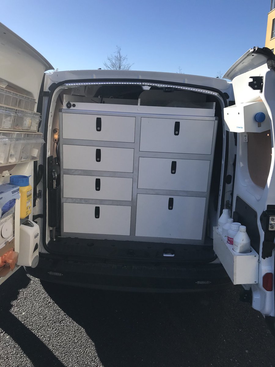 farmlabvet's tweet photo. Very impressed with @DonalLynchVets modular van . Storage , lighting , power pack . Well worth having a look at #cavi2018 https://t.co/j43oekujha