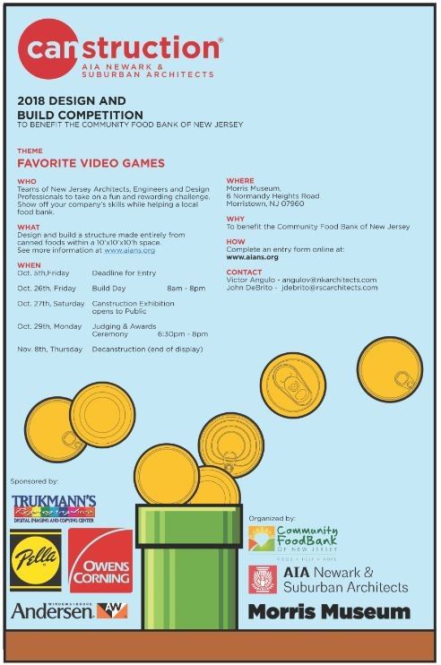 AIANJ's tweet photo. Save the date! #AIANS #CANstruction #2018 is back for it's 20th YEAR! https://t.co/9oS8kXVQEL @BDTAIA @wjmarchitect @VerityFrizzell @ALNNJ @AIACNJ @AIAJeseryShore @AIANJEPiC #AIANewarkandSuburban #CommunityFoodBankofNJ @FeedingAmerica @MorrisMuseumNJ #Morristown @CFBNJ https://t.co/Y1wUwrTejr