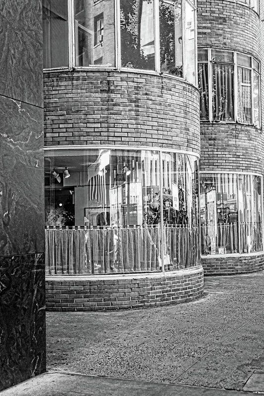 Curved Glass Windows Art Print by Sharon Popek buff.ly/2yc3xDv #blackandwhitephotography #newyorkcity #newyorkarchitecture #windows #travelphoto #artprints #streetphotography #wallart