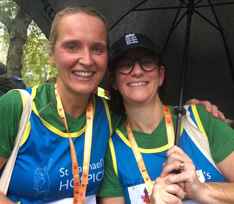 XArvanitakis's tweet photo. Finished the #RoyalParksHalf. Raised over £1,200 for the wonderful #straphaelshospice. It rained but amazing supporters and their cheers got us round! https://t.co/9EPqjg5FAY