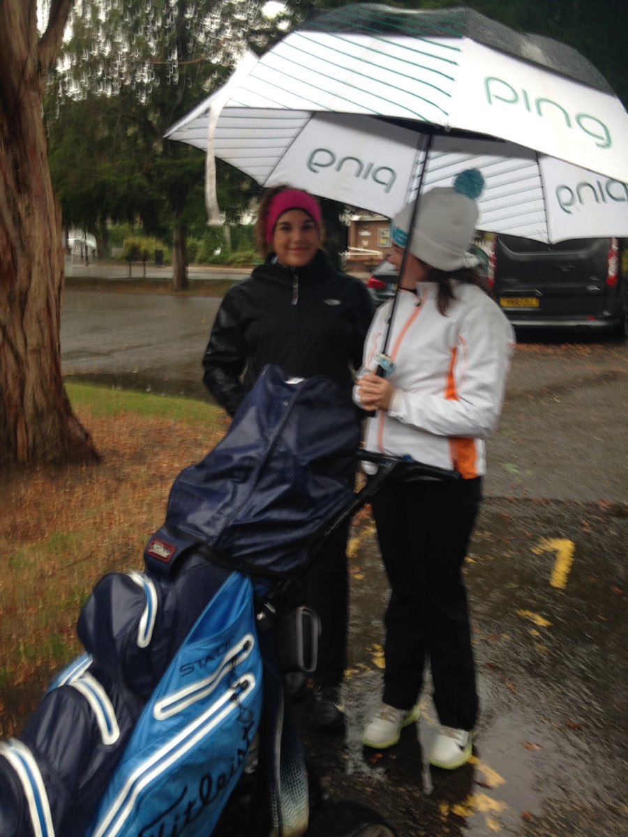 No chance of staying dry today but dressed up and ready to play! Foxes never give up, but you might find me in the bar!! @LRlcga @GirlsGolfRocks1