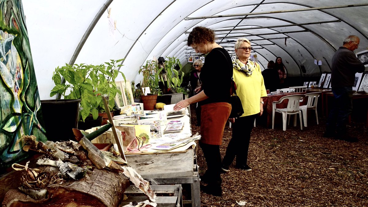 artsandhealth's tweet photo. Thankyou to everyone who joined us for our day & evening opening at @boundaryway it was wonderful to see all the nature and allotment inspired work together in the Polytunnel as part of #wolverhamptonopenstudios & #seasonforchange https://t.co/fnw49vlXiF