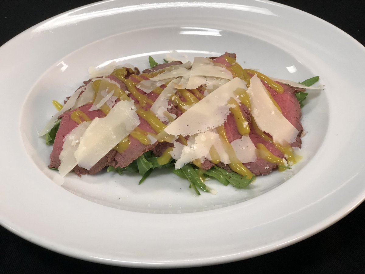 OlivoGroup's tweet image. Our Italian style Sunday lunch alternative...roast beef carpaccio with rocket, Parmesan and a sweet mustard dressing #Olivocarne #octobermenu