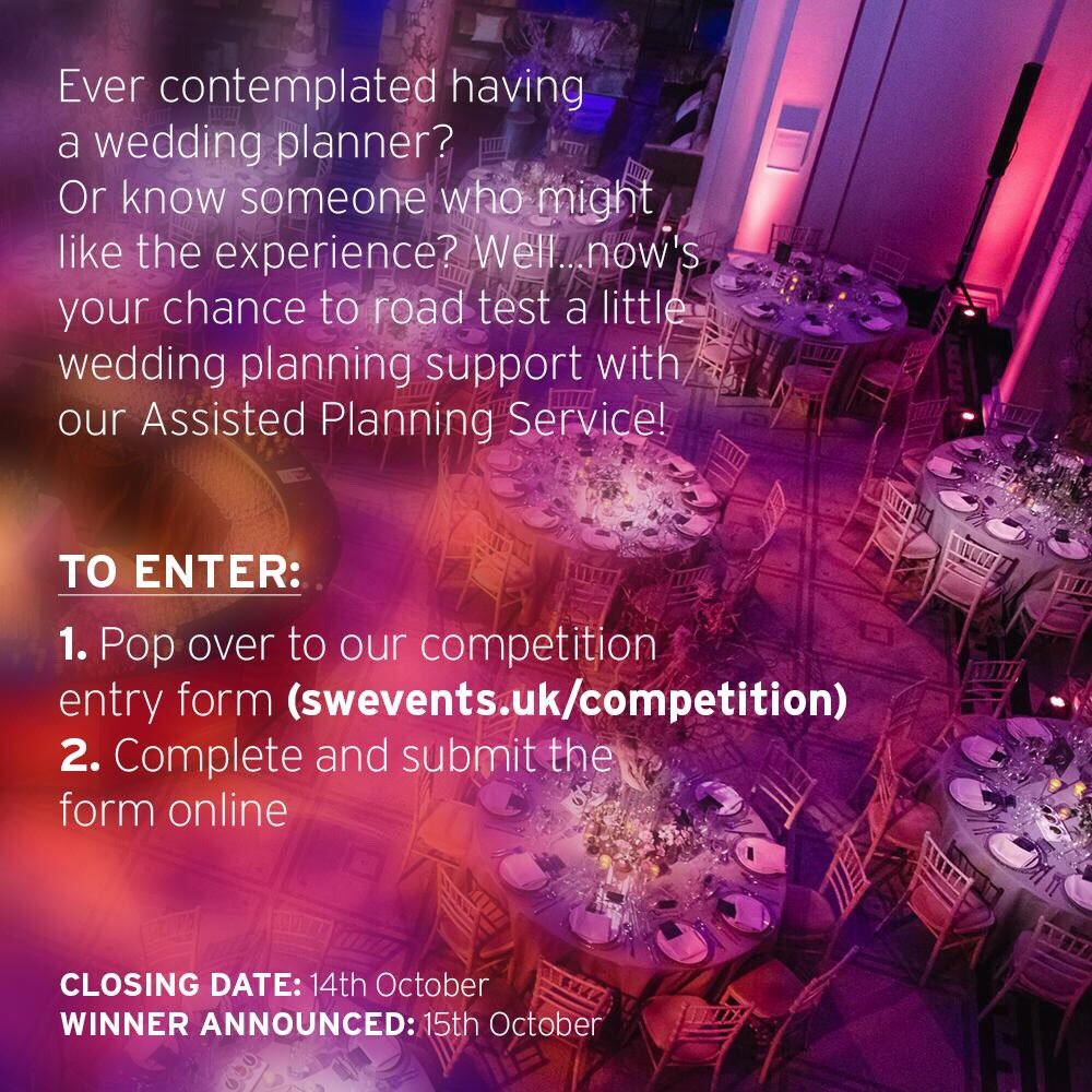 An SW Giveaway! Ever considered wedding planning services? Now’s your chance to test drive it! Today is the final day to enter: swevents.uk/competition 💛