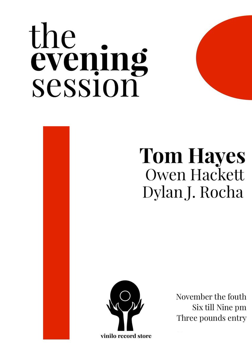 Our next evening session 
facebook.com/events/1932747…
<a href="/SpacersBand/">Spacers</a> <a href="/Owen_Hackett/">Owen Hackett</a> + Dylan J. Rocha