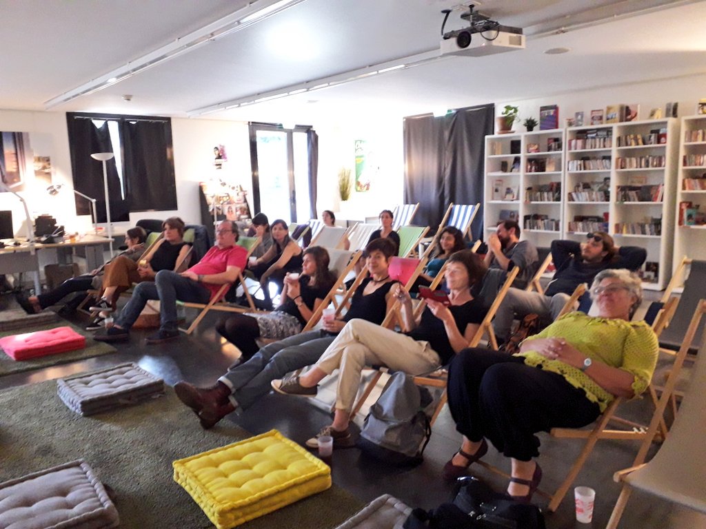 Le_LABA's tweet photo. Dernier jour de la formation pour les participants de #MigratoryMusics. Bilan et préparation des prochaines sessions en #Belgique et #Grèce le tout dans une ambiance musicale à la cabane du monde du @RocherdePalmer. Avec : @ErasmusplusFR @Le_LABA @Villedebegles @KSDEOEDRA https://t.co/V79itTrMR9