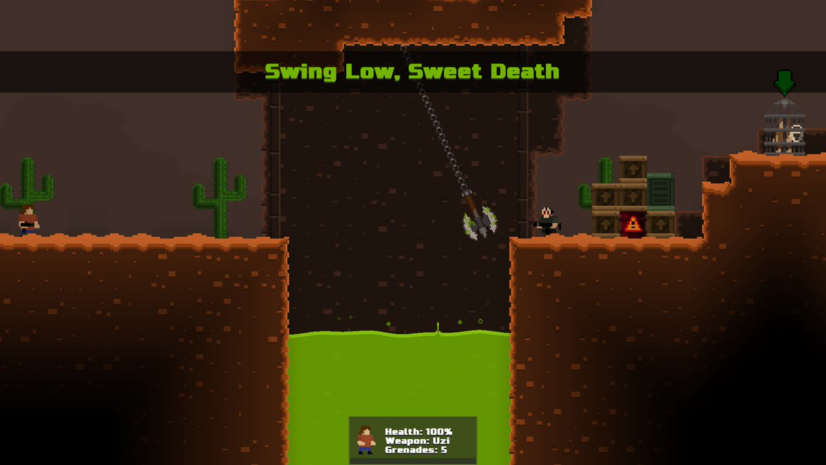 Tyyppi_77's tweet photo. It's been a while since my last tweet; The military has taken up most of my #GunHero development time, but I've been preparing a small patch during the weekends. It'll include a new game over menu, a level name display and a bunch of bug fixes. #gamedev #indiedev #indiegame https://t.co/QLQKRLeTax