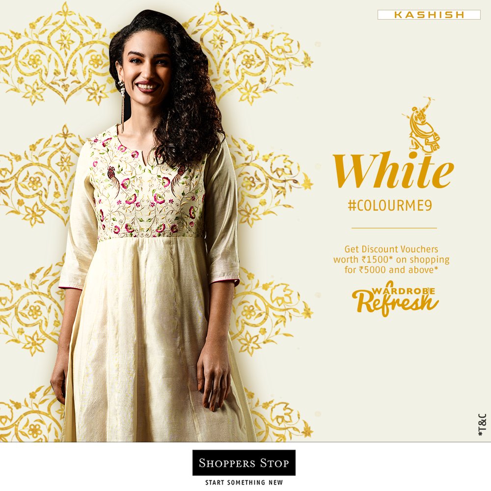 shoppersstop's tweet photo. Give your whites an upgrade this festive season and refresh your wardrobe.
Visit our stores today and get Discount Vouchers worth Rs.1500* on shopping for Rs.5000* or above. Get additional cashbacks and Instant Discounts* #ColourMe9 #Navratri #White #WardrobeRefreshWithSS https://t.co/grcE0q28VI