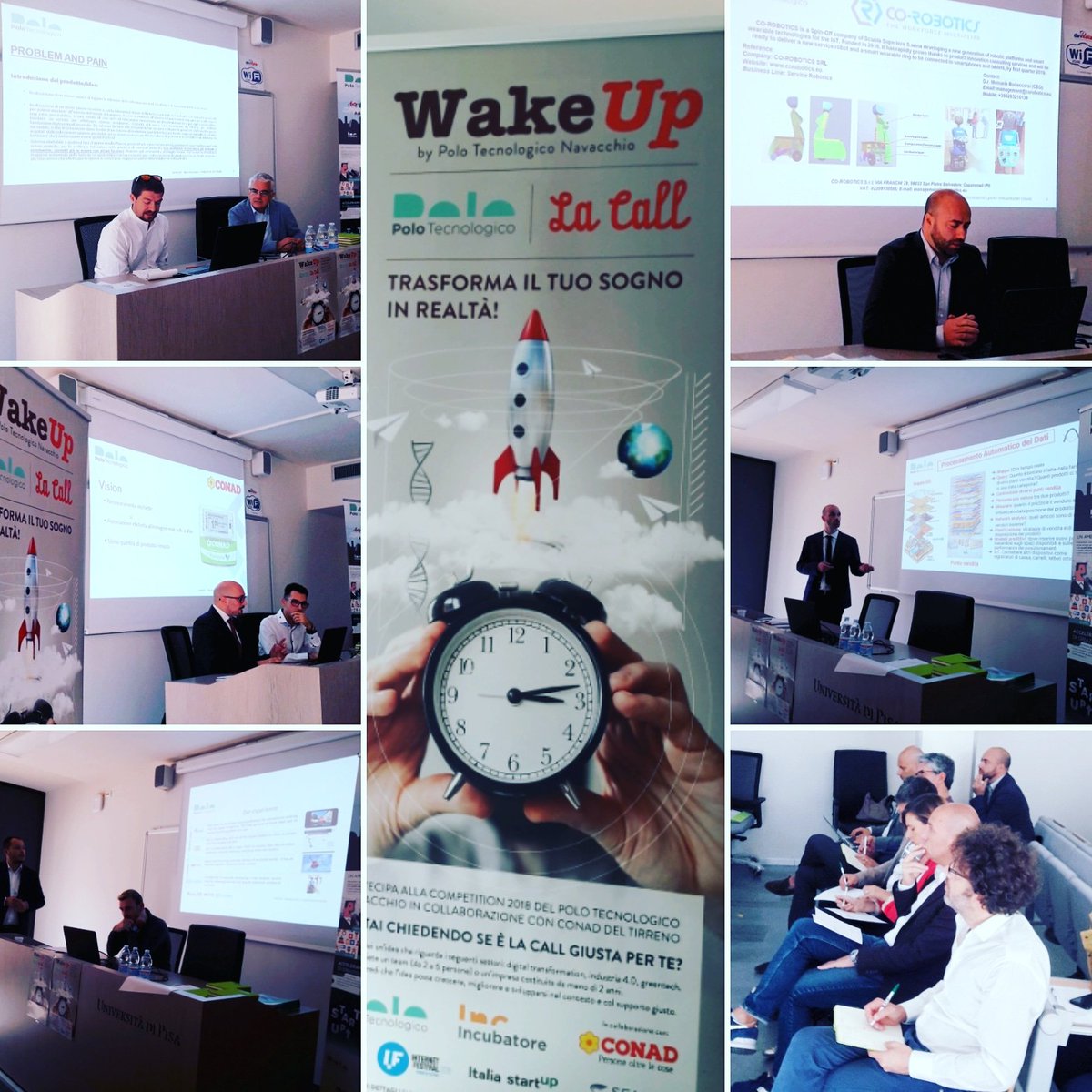 PoloNavacchio's tweet photo. #WakeUP La call: Evento Conclusivo 
Le idee finaliste della #ChallengeConad 
#Bluebiloba  #Corobotics #InTouch
#Miningful #6sense si presentano davanti al pubblico e alla giuria...
Buon pitch ! 
#IF2018 #Conad #ItaliaStartup #seacomsrl 
@Internetfest @SEACOMsrl @Conad https://t.co/IgTwBtliSF