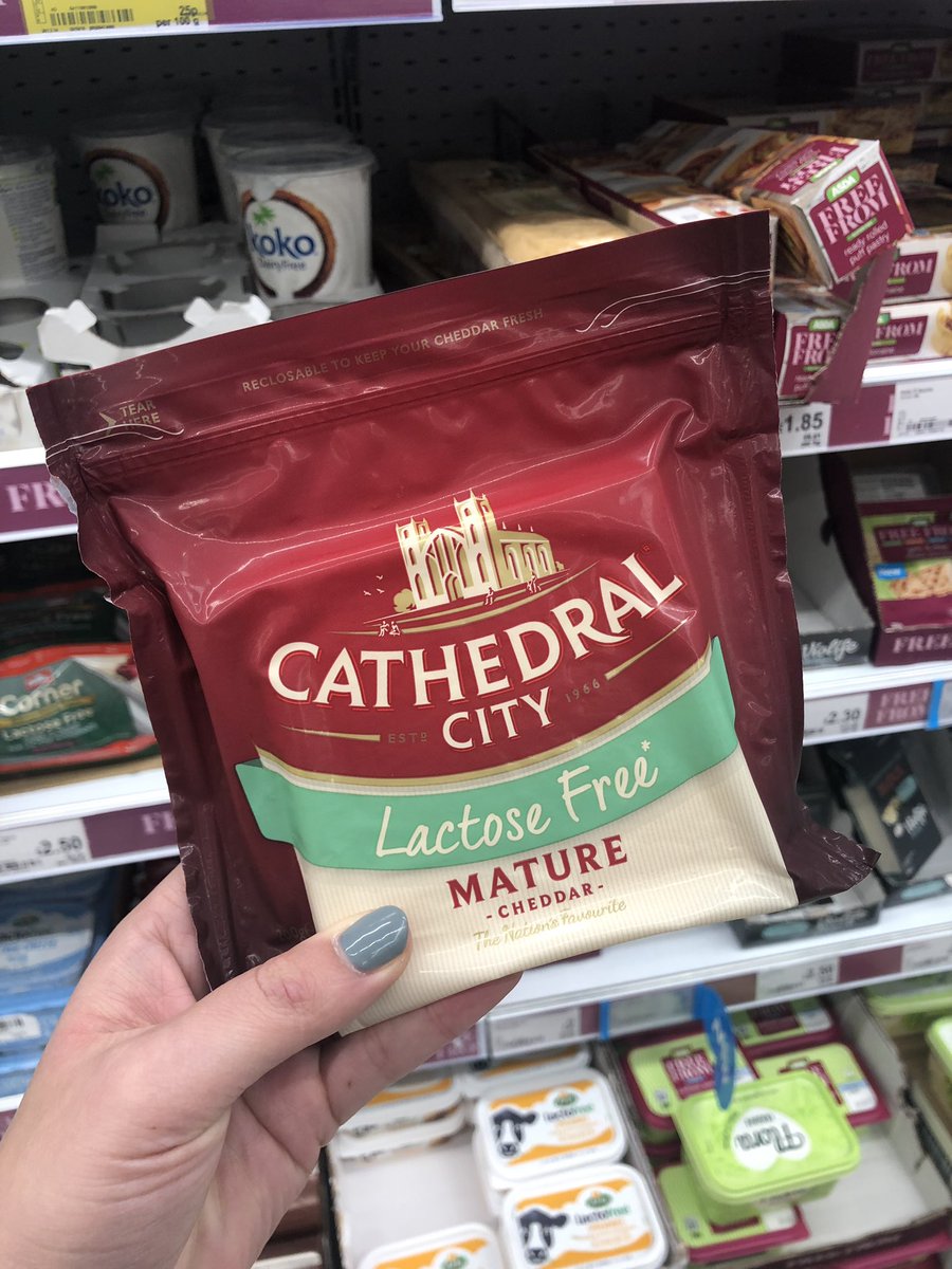 Lactose free cheddar cheese from <a href="/CathedralCity/">Cathedral City</a> is now in <a href="/asda/">Asda</a> 🧀💕

We were just talking about how a lot of mature cheddars and parmesan cheese is very very low in lactose but it’s nice and reassuring to just have the proper lactose free label to be sure!