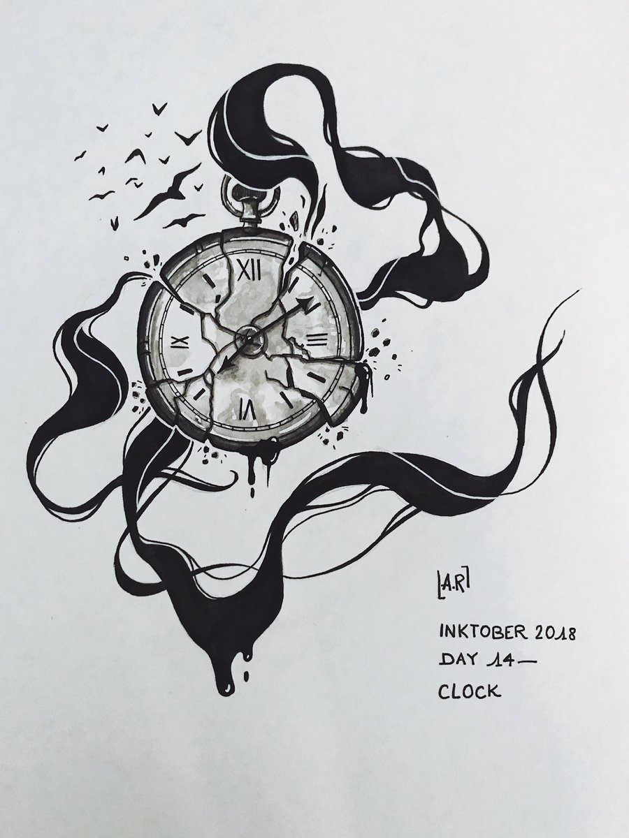 Inktober - Day 14 - Clock.
Je ne suis pas satisfaite. Manque de temps, fatigue et panne d’inspi, je ferai mieux demain. Mais c’est le jeu ! :)

#Inktober #Inktober2018