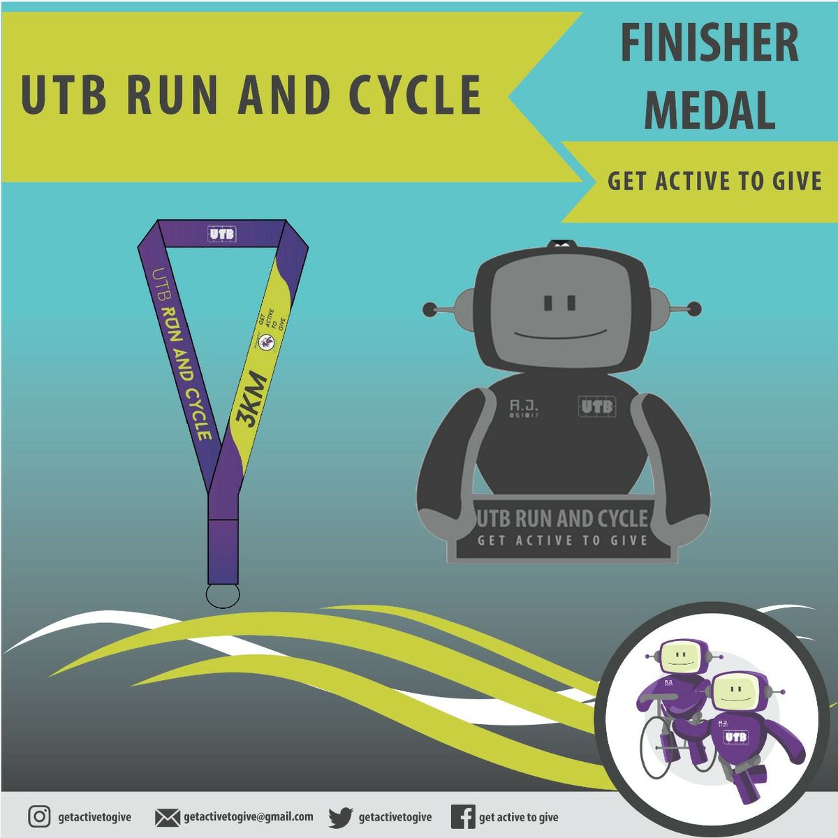 getactivetogive's tweet photo. By joining this event, all participants are entitled to receive a finisher medal🏅, string bag 🎒 and UTB Run &amp; Cycle: Get Active To Give premium tshirt! 👕 https://t.co/ypCKrcvAO3