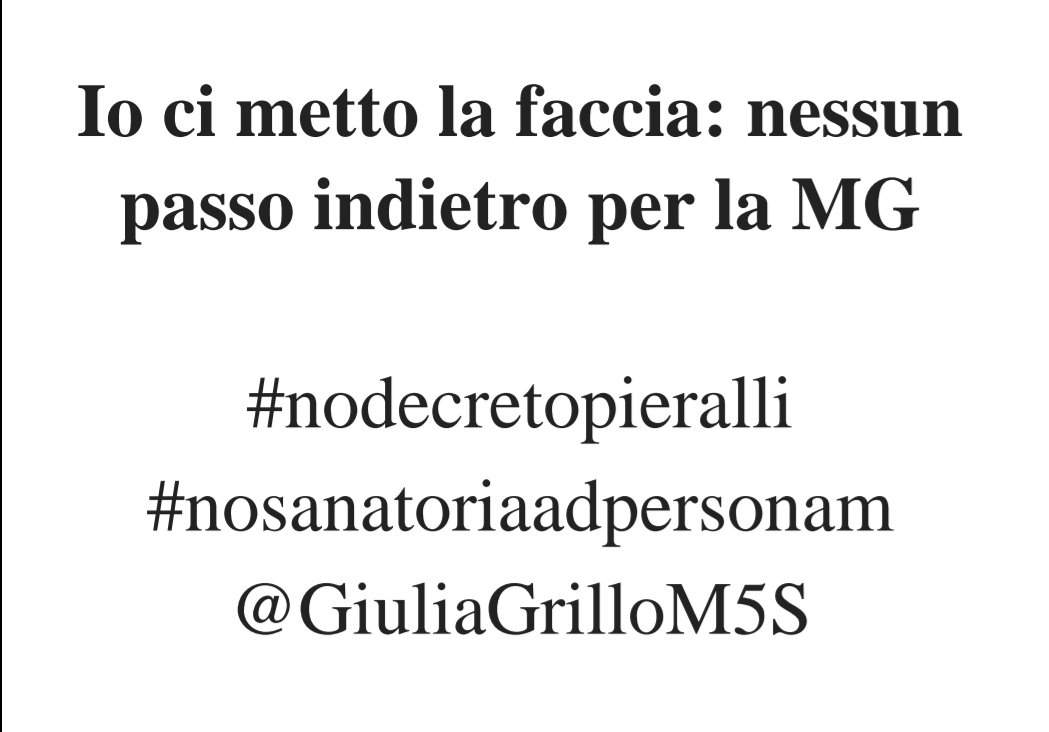 MARIDASEBASTIA1's tweet photo. #nodecretopieralli #nosanatoriaadpersonam @GiuliaGrilloM5S https://t.co/6uIEnyRYfp