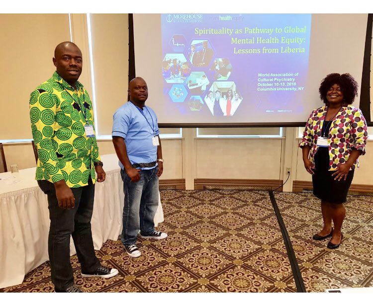 GilberteBastien's tweet photo. Grateful to have been joined by my Liberian colleagues in discussing the interface of spirituality &amp; mental health at the World Assoc of Cultural Psychiatry congress @MSMEDU @CarterCenter @kennedysatcher #WACPNY2018 #globalmentalhealth #Globalmovement #Humanresources4health https://t.co/qKNvzLAAcp