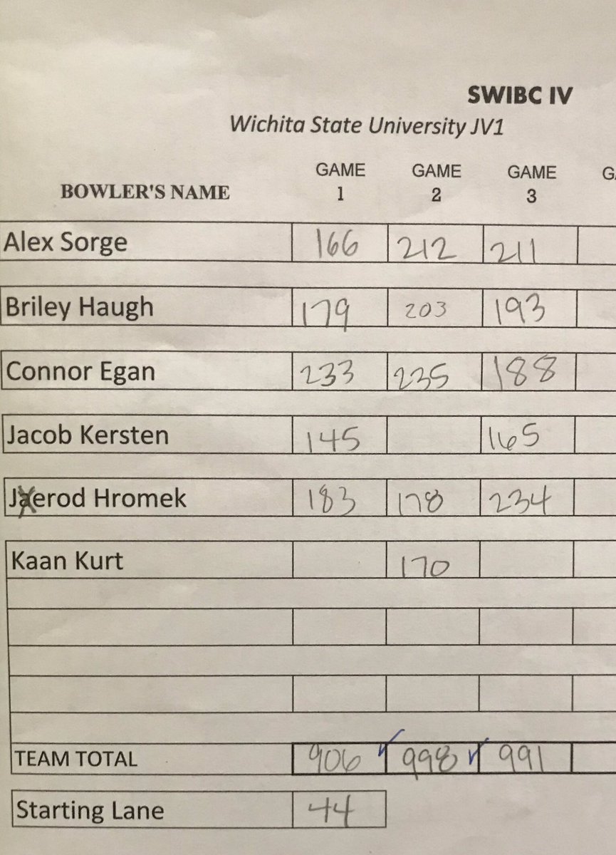 ShockerBowling's tweet photo. #ShockerMen after three at SWIBC IV #SWIBC #collegebowling #stormnation #stormcollegiate #viseinserts https://t.co/e70JvVSDAK