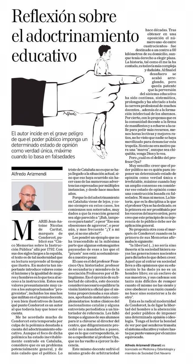 inaki_iriarte's tweet photo. Las cadenas más difíciles de romper son las que no se sienten. Arizmendi-Condorcet hoy en Diario de Navarra https://t.co/Yx8lV98Hwl