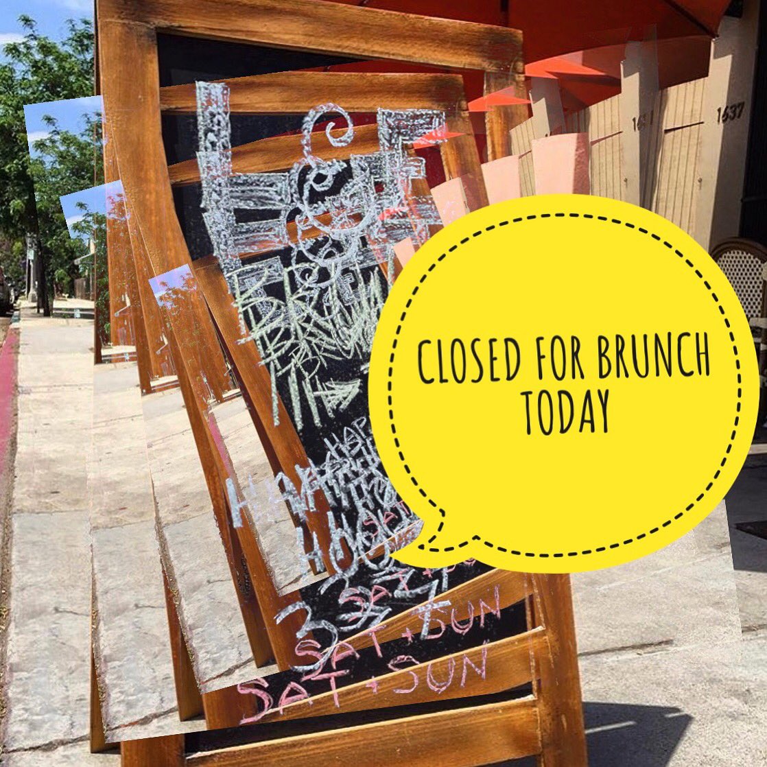 No brunch today.
Open at 5 for happy hour!