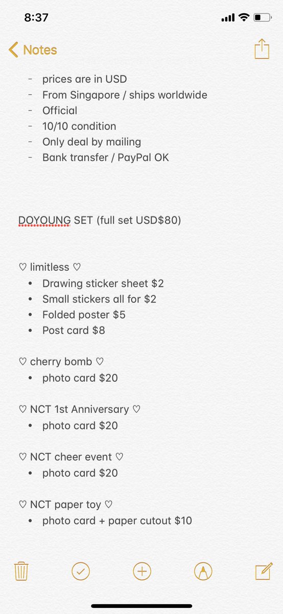 heunghanghae's tweet photo. #selling NCT / NCT127 DOYOUNG COLLECTION 

Full set USD$80

Please DM if interested 

#엔시티 #엔시티127 #도영 #nct #nct127 #doyoung https://t.co/yRyoHuseP6