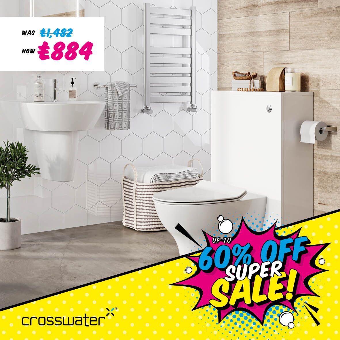 Wow, look at the savings on this bathroom suite! In our super sale, there's up to 60% off across our Crosswater range. Call or message us now, or visit our showroom, to book your free design appointment. #bathroomgoals