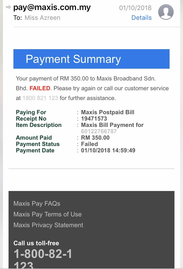 Maxis customer service number 1800