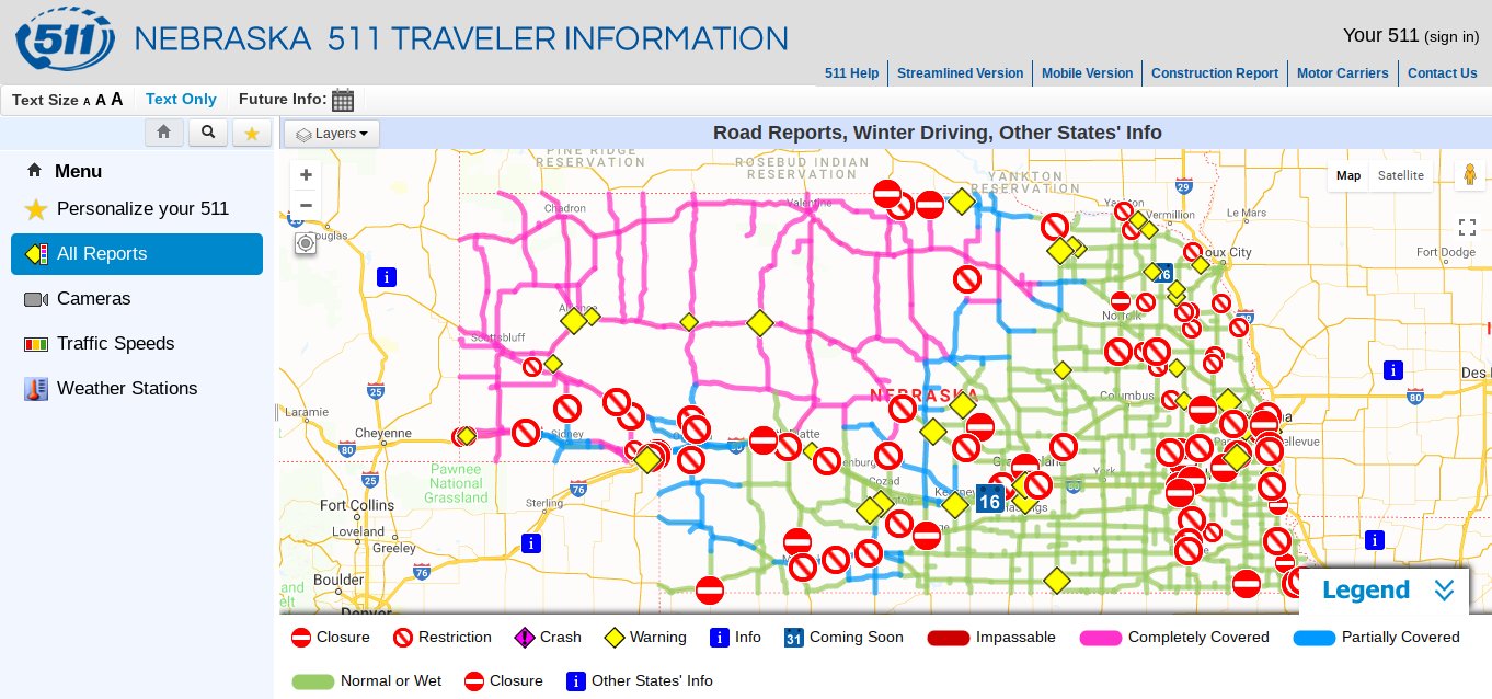 NTV Weather on Twitter "Around 745 AM Sunday, Nebraska 511 shows many