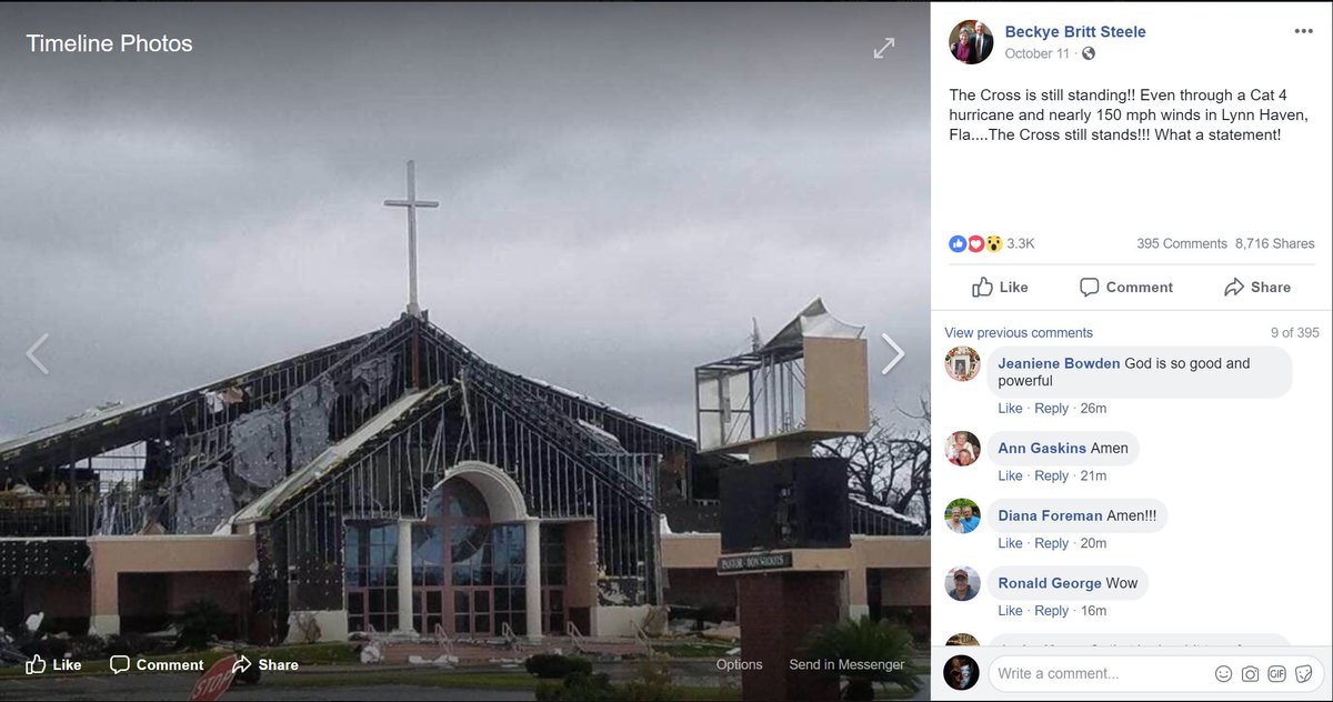 ThinkingAtheist's tweet photo. "Sorry about the dead people. Here's a nice cross." - GOD https://t.co/6qSxcuXdBy