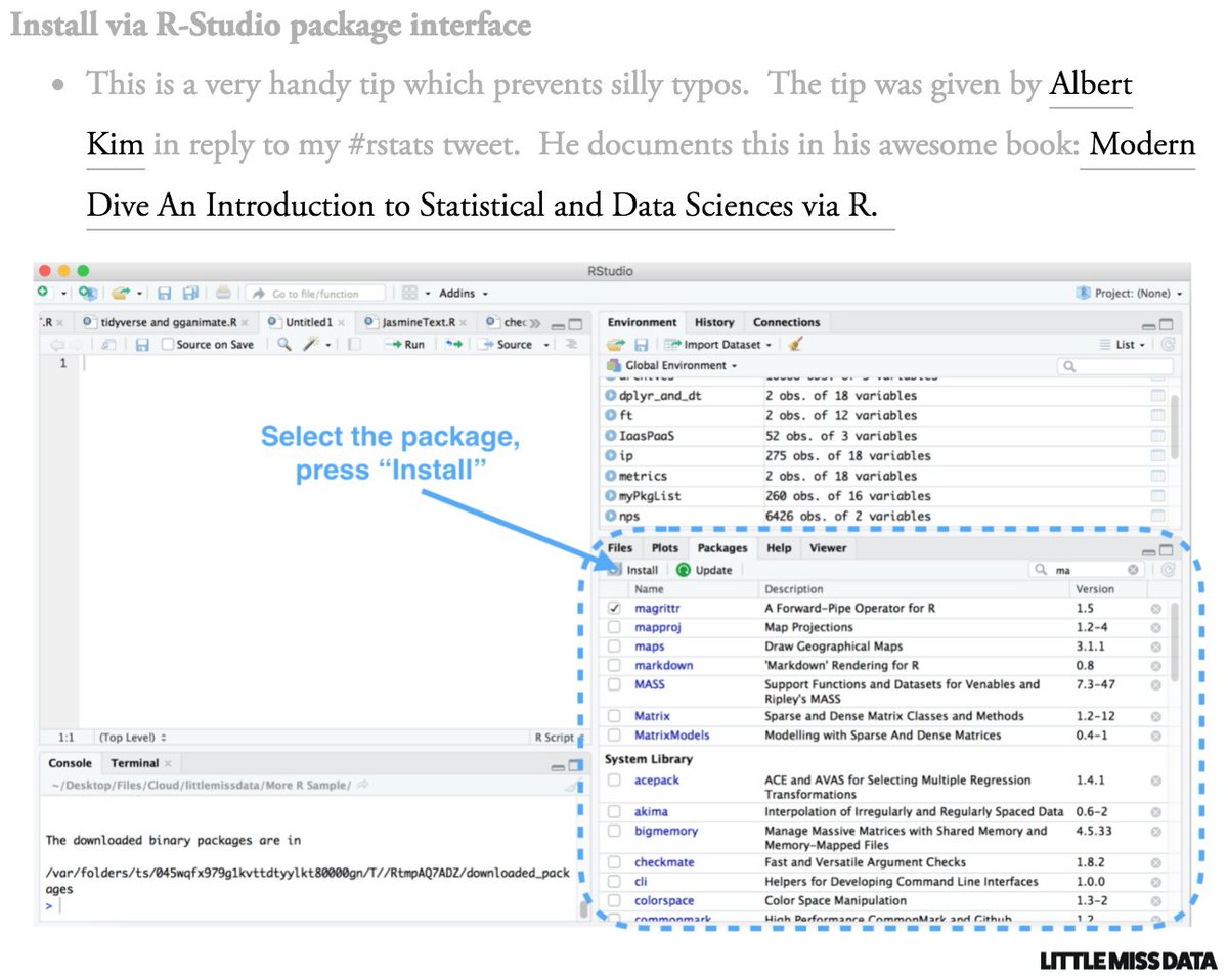 dataandme's tweet image. 😩📦 installation-woe guide by @LittleMissData 
"R Package Install Troubleshooting" 
buff.ly/2FxiKBt #rstats