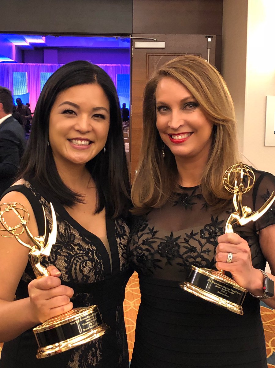 TammieSouza's tweet photo. What are the odds????? Pal @DeniseNakanoTV & I were both honored with @EmmyMidAtlantic #EmmyAwards last night, but did you know we started our careers together at same #NoCal TV station #KHSL and now we work at same station @NBCPhiladelphia #Teamwork #PalPower https://t.co/A5fF72S6D0