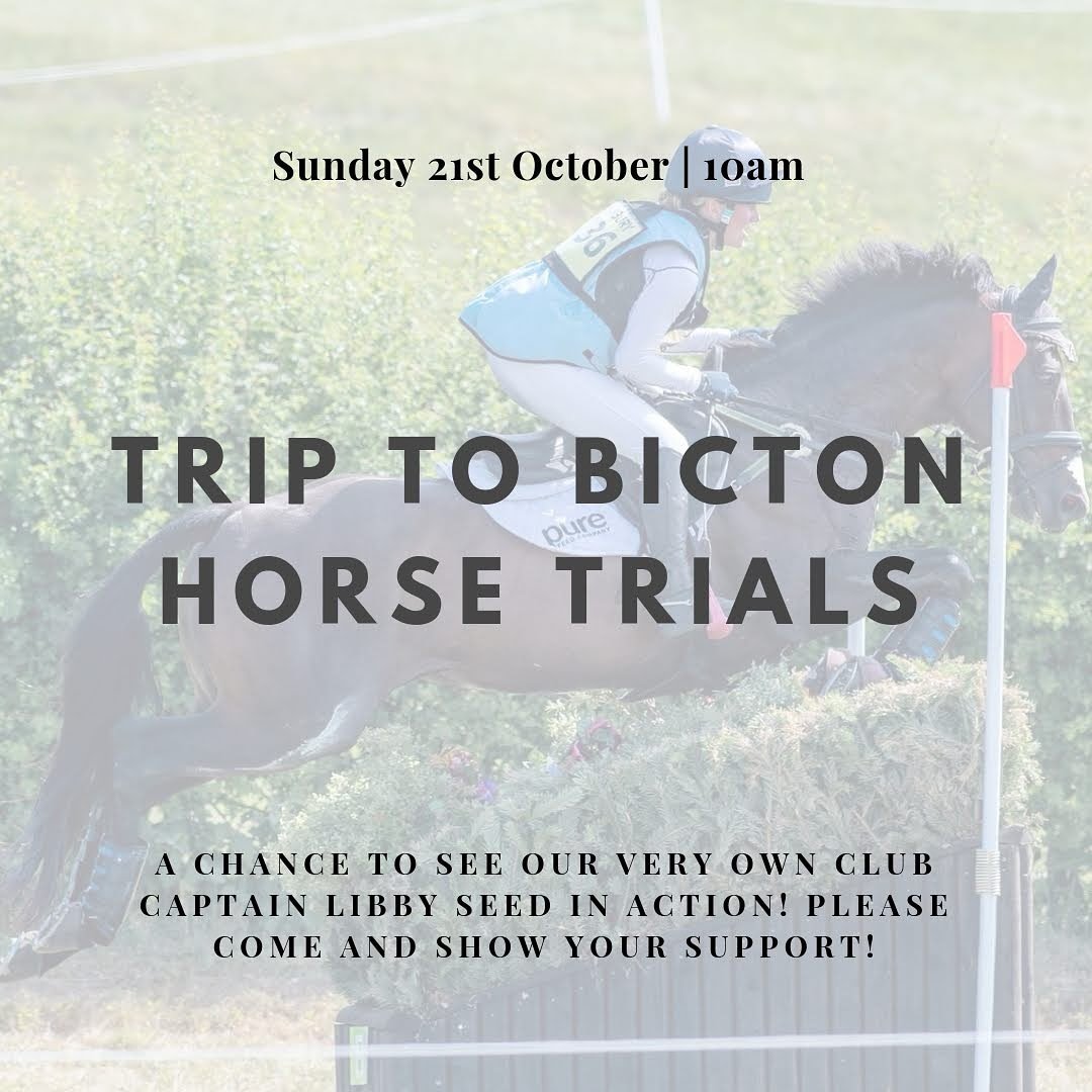 ExeterUniRiding's tweet photo. Check out our next exciting event! It would be great to have lots of our members there supporting Libby, it's going to be a great day out! Keep your eyes peeled for more info / travel arrangements on the members' page๐
#EURC #exeterriding #bictonhorsetrials #equestrian #eventing https://t.co/l5feFmuFs1