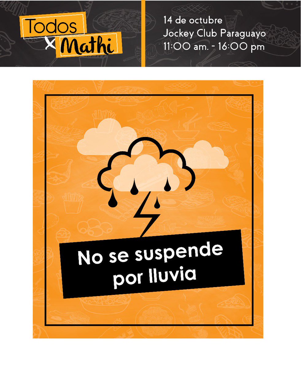 windrosepy's tweet image. COMUNICADO: El evento de hoy NO se suspende por lluvia, les esperamos a todos con el mejor y más amplio menú de comidas, subimos a las 12:55hs. #TodosxMathi #WR