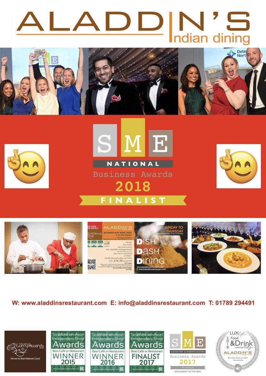 aladdins1994's tweet photo. @aladdins1994 #GreatFood #GreatService #Proud #Happy #SmeNational #RestaurantofTheYear #Finalist2018 #WembleyStadium https://t.co/kYDxE5Gb86