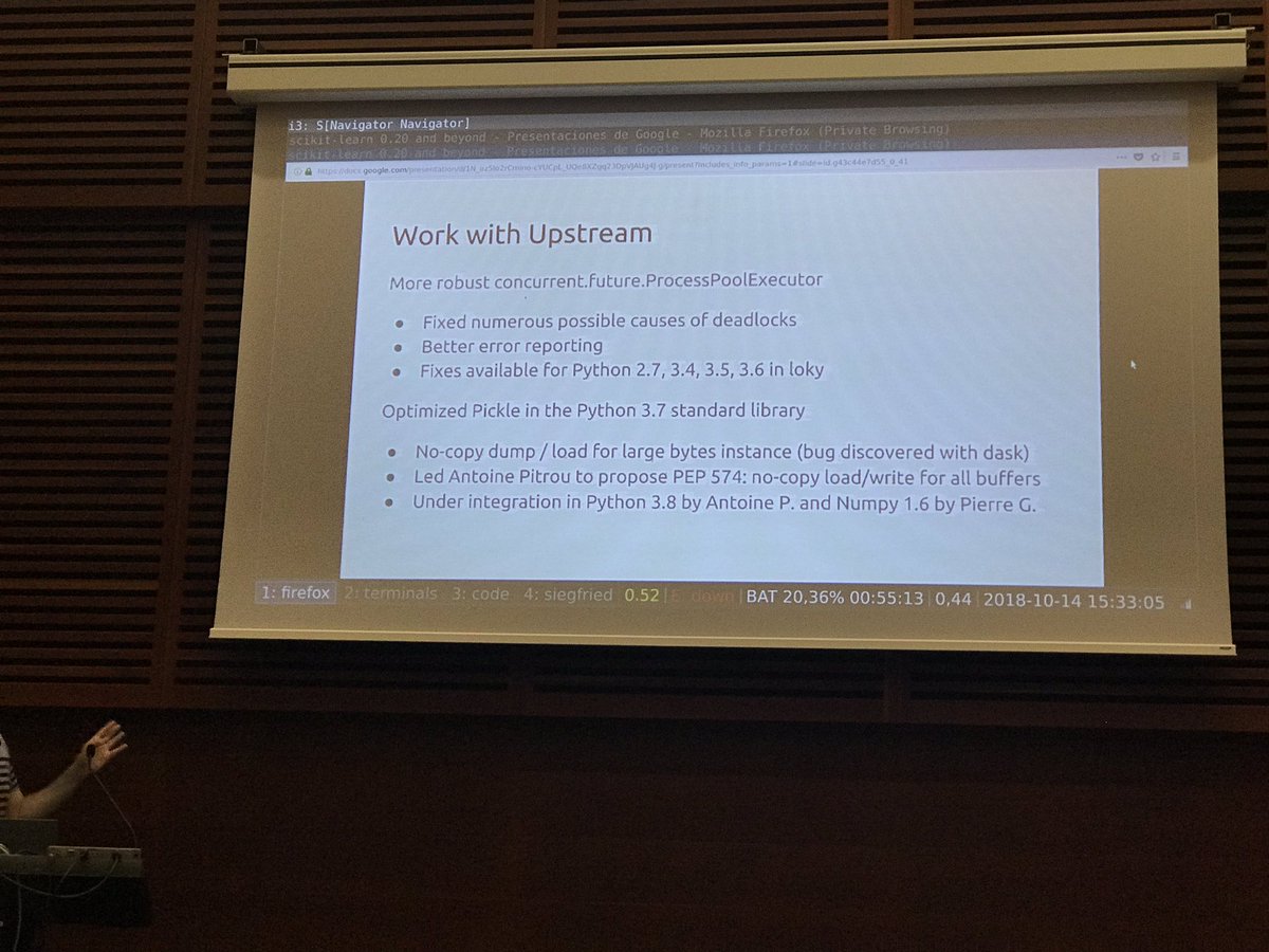 hendorf's tweet photo. @ogrisel keynotes about all the nice new features coming to @scikit_learn #pyss18 Thank you ๐๐ https://t.co/TAPNOFx81Y