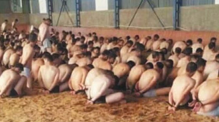 ReportOfTurkey's tweet photo. Prisoners are being tortured by Turkish prison officers. https://t.co/D6mqBf9SML