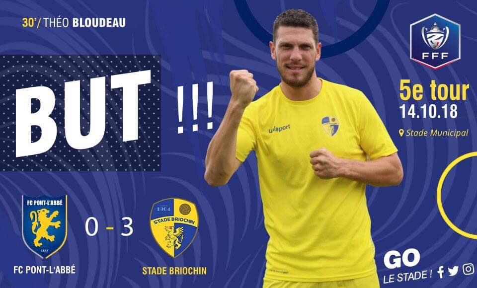 StadeBriochin's tweet photo. ⚽️30’ Ils sont en forme aujourd’hui, 3ème but signé Théo Bloudeau 🔥
#GoleStade💛💙 https://t.co/mJbzlyNBJY