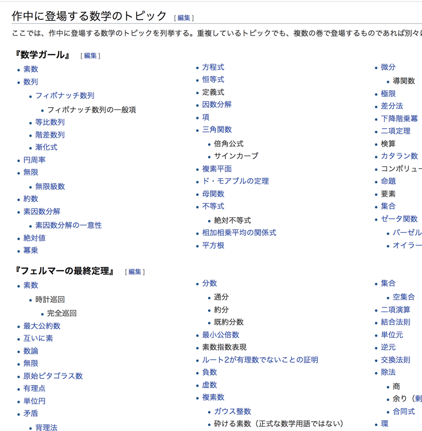 結城浩 Di Twitter Wikipediaの 数学ガール の項目 作中に登場する数学のトピック という欄がすごい T Co Xawr81jhty