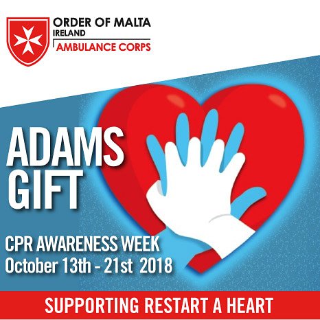 SHeartPrincipal's tweet photo. Proud to support CPR Awareness Week 2018. Our 5th and 6th Class pupils will receive basic CPR training on Friday thanks to members of @OrderofMaltaIRL #adamsgift #restartaheart #STEMschool https://t.co/Hfu44U6xtv