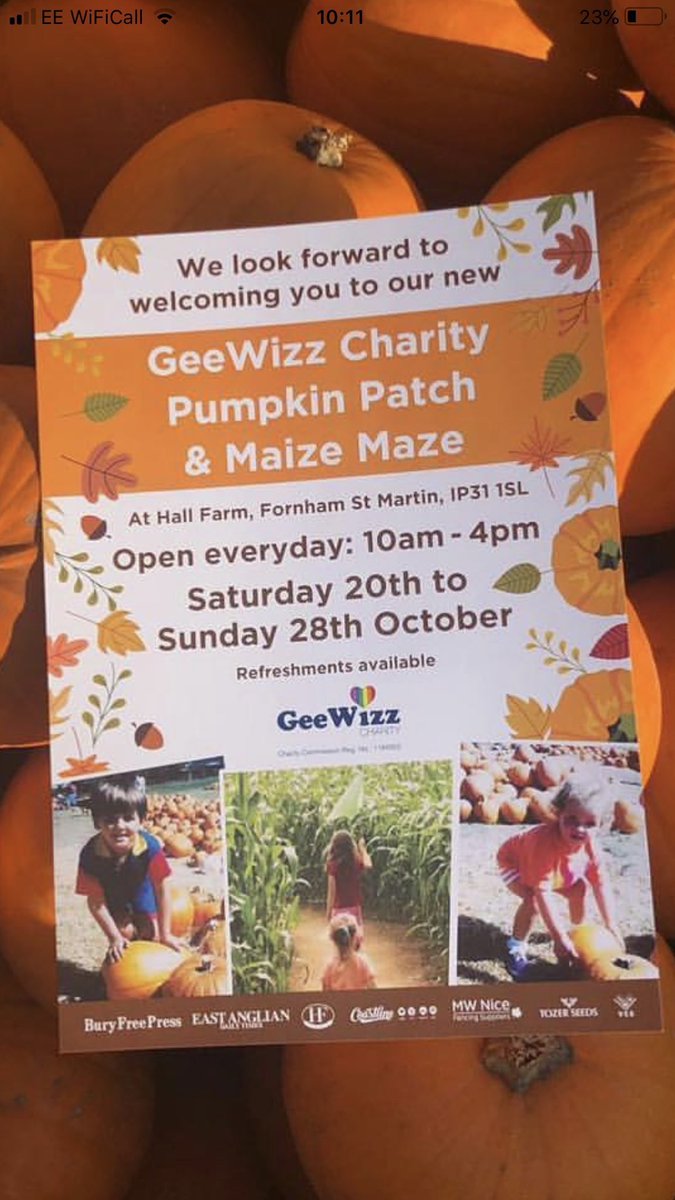 CommonSense_Mag's tweet image. Anyone from Thetford looking to go to a pumpkin patch ?
Get yourself down to Hall farm, Fornham. It’s in aid of  @geewizzcharity, a charity that’s helped out one of our own and endless others making a real difference straight away to people’s life’s.