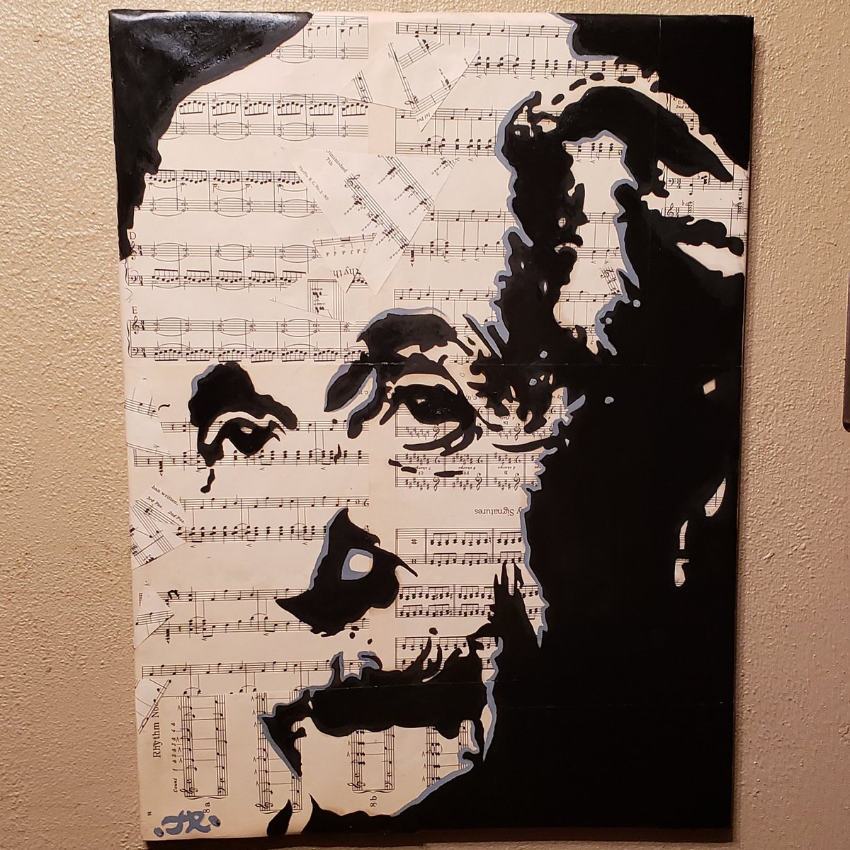 DemonInACan's tweet photo. Newest painting complete! #oilpainting #papercutting #vintagepaper #sheetmusic #FineArtbyTim #artistsontwitter #artistsoftwitter #artwork #art https://t.co/8G3ZlYCIUj