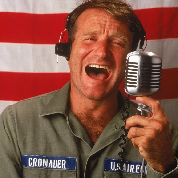 Possible411's tweet photo. Radio DJ Adrian Cronauer from the 1987 film "Good Morning Vietnam". https://t.co/L50fnVhjyT