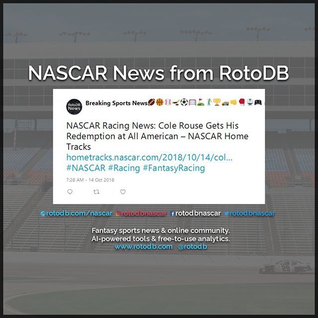 rotodbnascar's tweet photo. https://t.co/LwRW2Rr58i Sports News via @rotodbnews #Sports #Fantasy #FantasySports #NASCAR #Racing #FantasyRacing https://t.co/VVoCvX9gIo