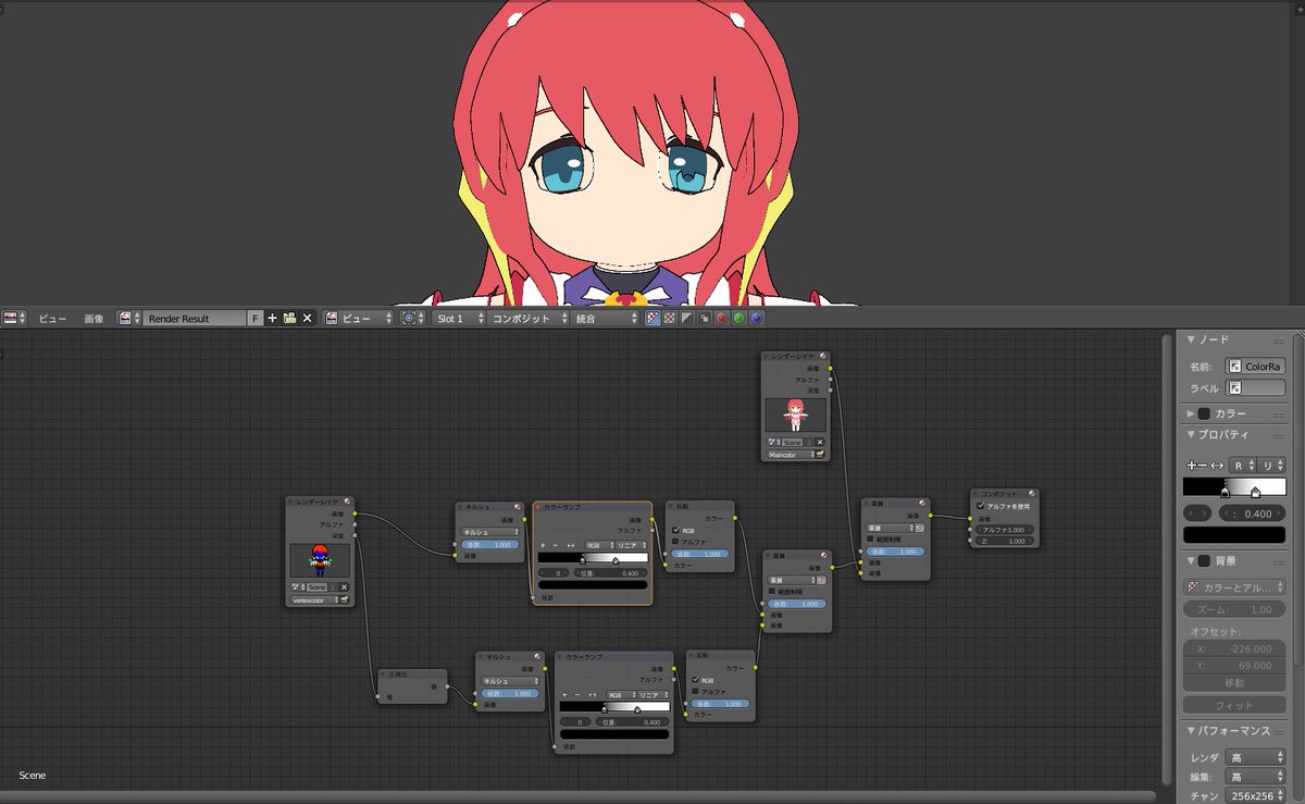 イヌジタ Irieぐぬーさん 先日はblenderのキャラ輪郭線の相談の件 ご尽力いただきましてありがとうございます 進展報告を兼ねてご相談をお願いしたくご連絡させていただきました 最初に指摘していただいたコンポジットノードの画像にソケットを繋いだ