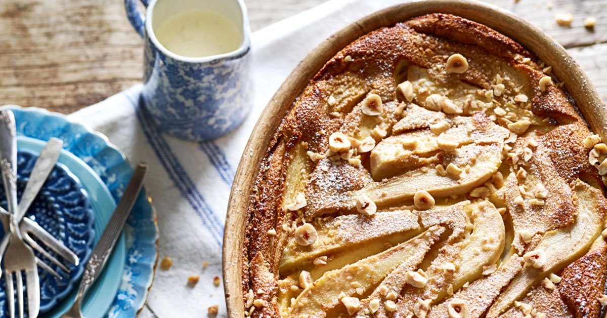 bbcgoodfood's tweet photo. The ultimate lazy Sunday night pudding – and only 10 mins prep! Try Diana Henry's pear &amp; hazelnut clafoutis: https://t.co/L9aKZ8bNK5 https://t.co/9flYJc1Xx5