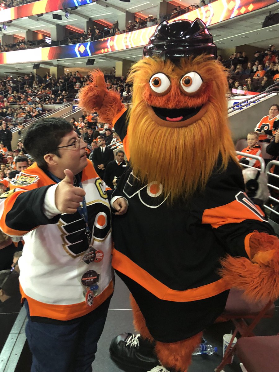 DTSFlyer's tweet photo. @NHLFlyers Gritty visiting Josh! https://t.co/Iuf4GsoBw4